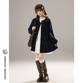 甜鱼少盐 风衣外套女春秋小个子学院风娃娃领减龄上衣 星糖物语