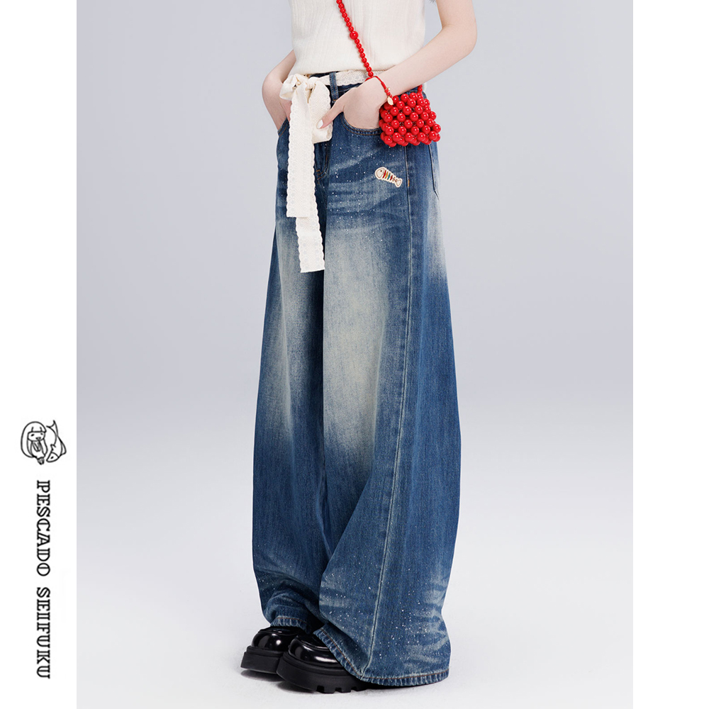 阔腿牛仔裤女2025新款小个子