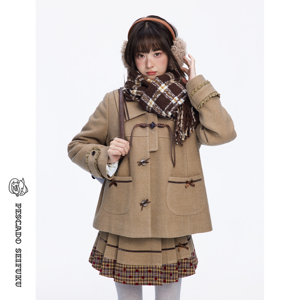 甜鱼少盐 [铃野]学院风短款大衣套装女2025新款小个子毛呢外套,女装/女士精品,毛呢外套,淘宝优惠券,粉丝福利购,淘宝优惠卷