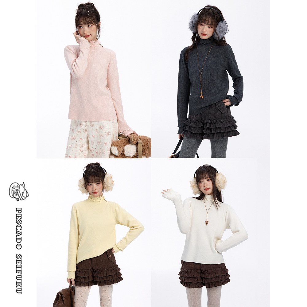 甜鱼少盐[绒歌]高弹力半高领打底衫女内搭2025新款小个子显瘦上衣,女装/女士精品,毛针织衫,淘宝优惠券,粉丝福利购,淘宝优惠卷