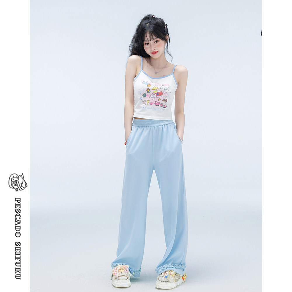 咸鱼衣橱 垂感高腰裤子女夏季薄款甜美小个子宽松显瘦阔腿休闲裤,女装/女士精品,休闲裤,淘宝优惠券,粉丝福利购,淘宝优惠卷