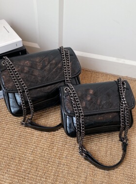 包包女2026新款黑色邮差链条包女高级感流浪包百搭单肩斜挎包女