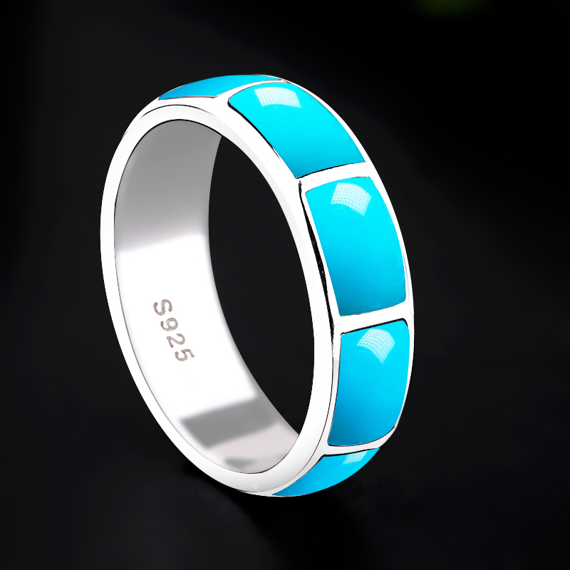 925银戒指空托镶嵌绿松石戒指环