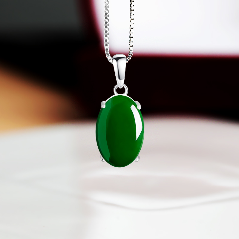纯银吊坠空托镶嵌椭圆吊坠翡翠女