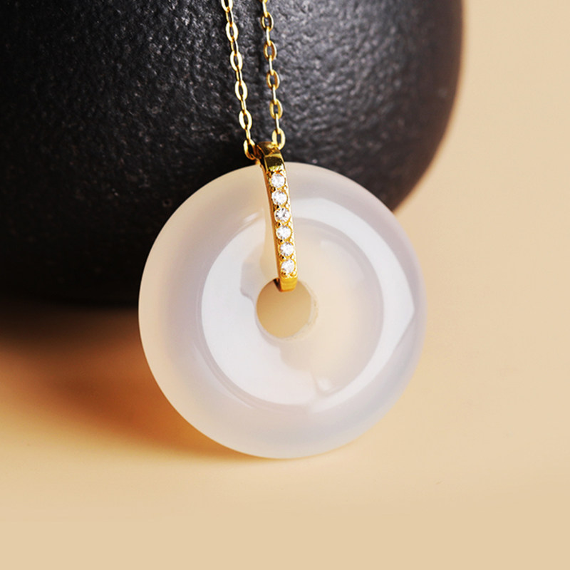 S925纯银吊坠扣头玉坠扣子diy小众设计翡翠蜜蜡琥珀银夹扣项链扣