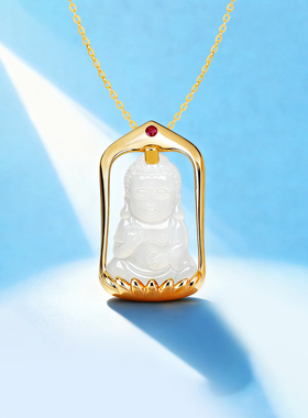 S925纯银吊坠空托镶嵌和田玉石翡翠小佛绿松石银饰空托配件项坠托