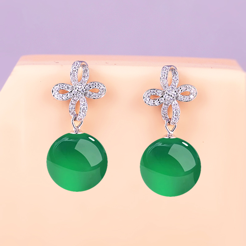 S925纯银耳钉空托女镶嵌宝石配件