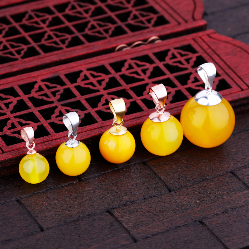 DIYS925银吊坠扣镶嵌圆珠玉石