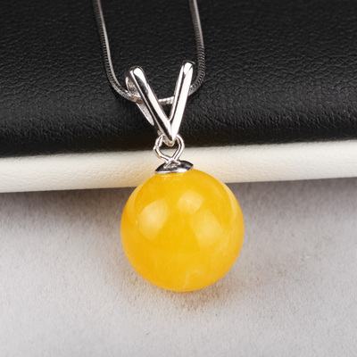 s925纯银扣蜜蜡琥珀圆珠扣头