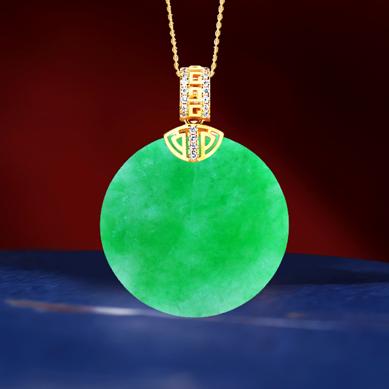 S925纯银吊坠扣翡翠玉石无事牌女