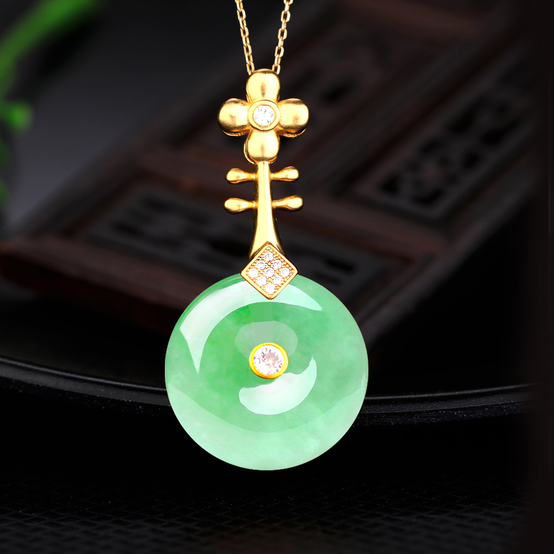 S925纯银扣吊坠扣头镶嵌平安石扣