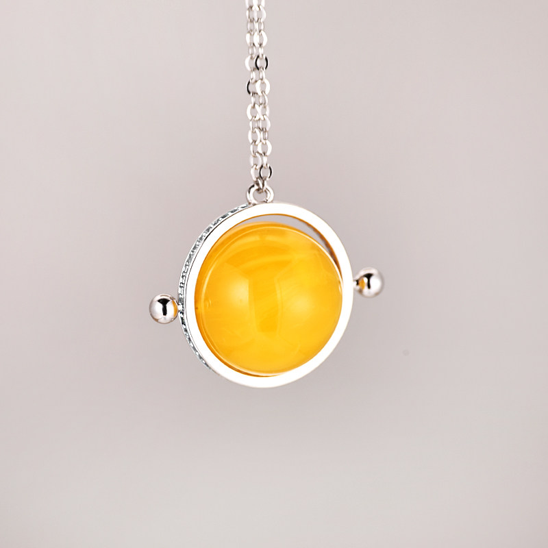 s925纯银吊坠空托diy项坠颈坠配件穿蜜蜡珍珠圆珠手工项链吊坠托