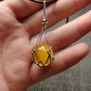 吊坠空托通体S925纯银镶嵌无孔圆珠珍珠绿松石南红珠子diy配件托