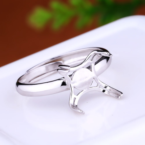 随形戒托女纯银s925DIY圆形戒面