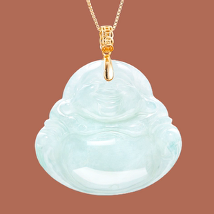 通体S925纯银吊坠扣镶嵌翡翠佛公银扣头项链扣玉坠扣子配件银饰品