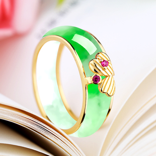 S925纯银戒指空托diy镶嵌绿翡翠和田玉石蜜蜡戒指环保护套银托女