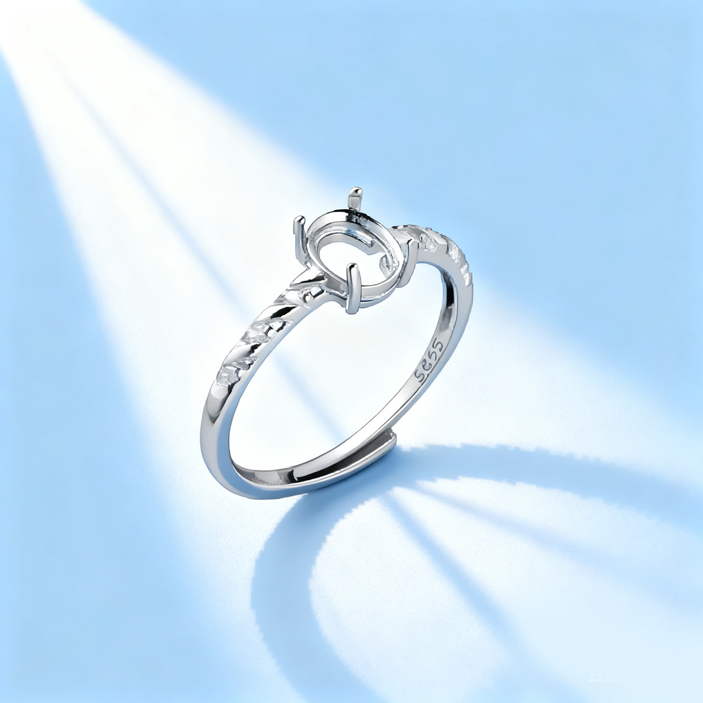 新款通体S925纯银戒指空托戒指托