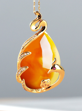 S925银随形吊坠空托镶嵌蜜蜡女