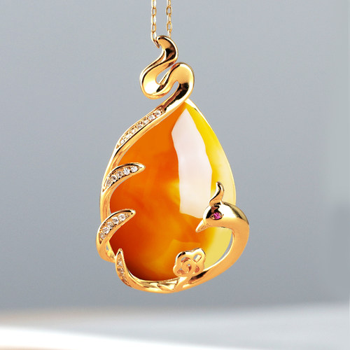 S925银随形吊坠空托镶嵌蜜蜡女