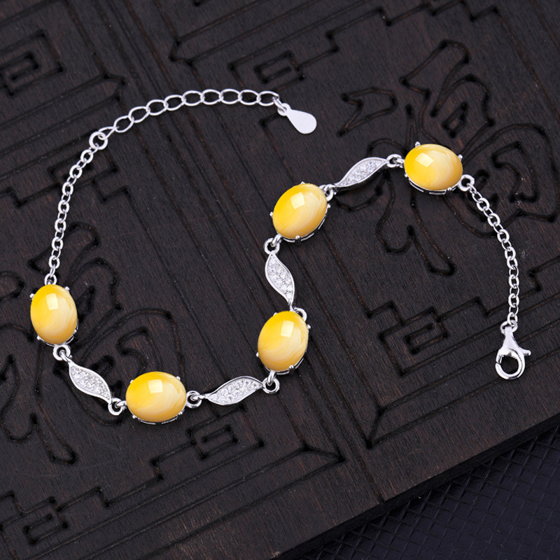 s925纯银手链空托镶嵌diy石位7*9