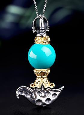 s925纯银吊坠空托金刚杵diy男士