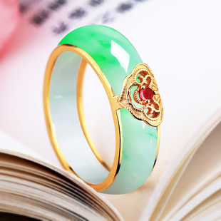 S925纯银戒指空托diy手工镶嵌翡翠和田玉石戒指环保护套银托空托