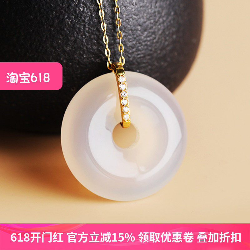 S925纯银吊坠扣头玉坠扣子diy小众设计翡翠蜜蜡琥珀银夹扣项链扣