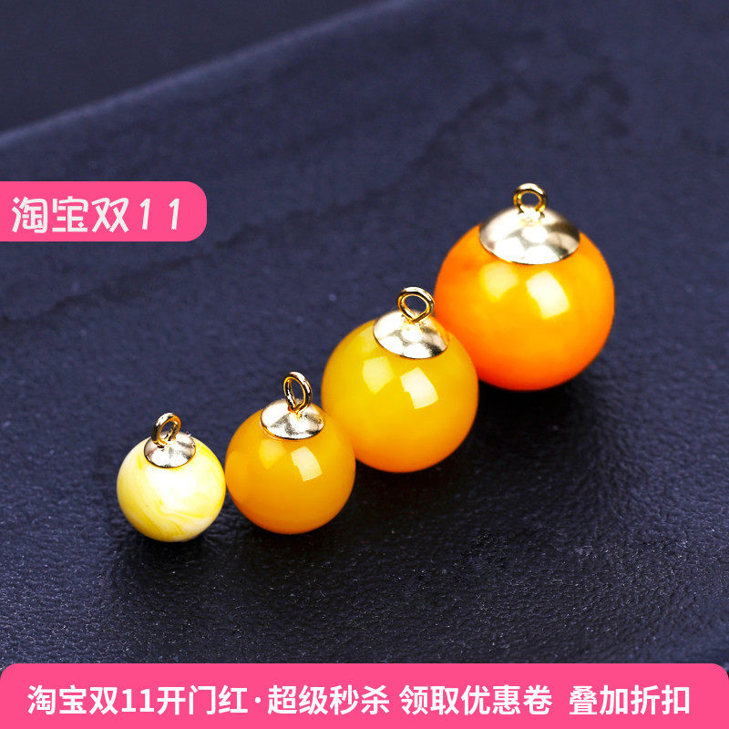 925银吊坠扣头配件镶嵌琥珀蜜蜡珍珠玉石圆珠帽空托配饰扣子
