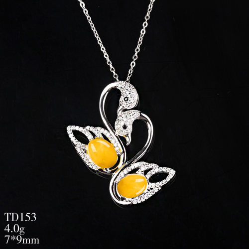 s925纯银吊坠空托镶嵌绿松石项坠