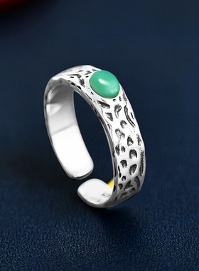 男女款925银镶嵌天然开口指环