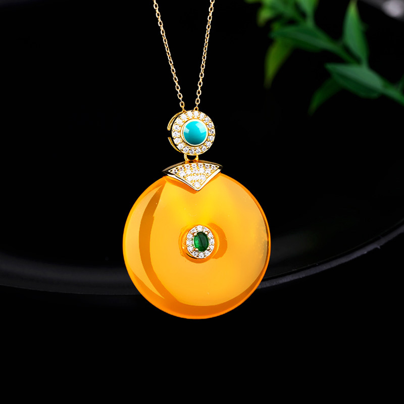 diy配件扣S925纯银扣吊坠扣银夹扣平安石扣蜜蜡玉石水晶项坠扣女