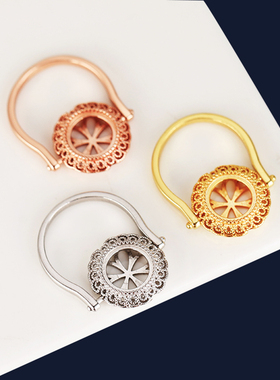 铂银满楼925银戒指空托镶嵌玉石