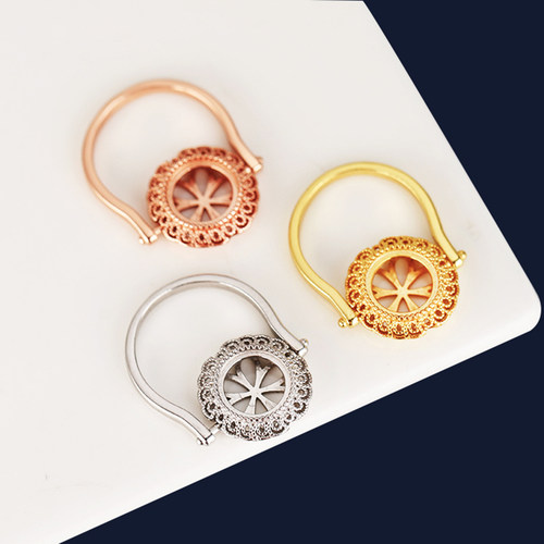 铂银满楼925银戒指空托镶嵌玉石