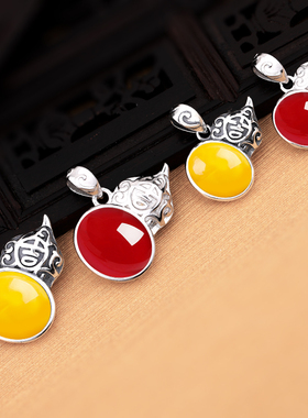 吊坠葫芦银托10*12镶嵌绿松石