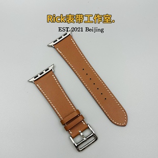 棕色Iwatch678910代真皮表带手工皮具潮流智能手表带腕带小众气质