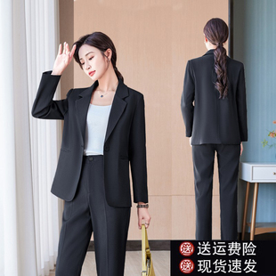 西装女正装新款职业西装套装大学生面试韩版宽松休闲黑色西服外套