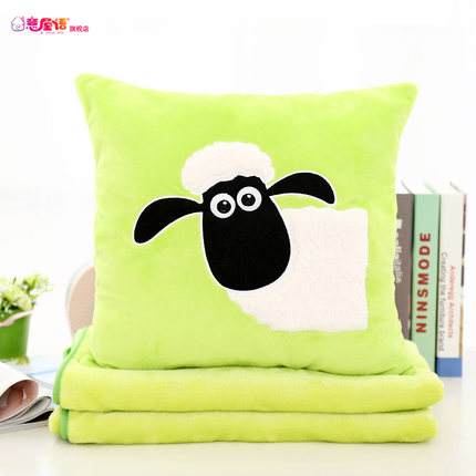 卡通三用暖手办公室午睡抱枕空调法兰绒毯子枕头睡觉被子两用靠垫
