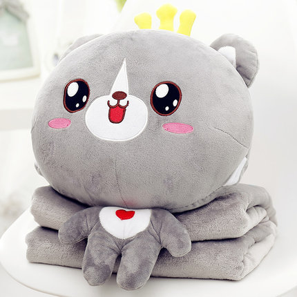 意屋语午睡枕头被子汽车抱枕被子两用靠垫被珊瑚绒空调被靠枕毯