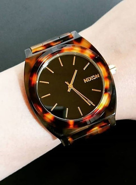 代购正品尼克松nixon 玳瑁色金色男款女款手表a327646石英表复古