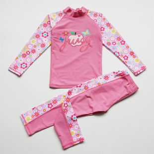 小中童速干沙滩泳装 男女童防晒UPF50 分体泳衣裤 长裤 泳衣儿童长袖