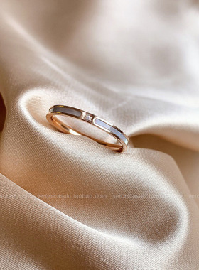 贝壳单钻戒指女食指冷淡风