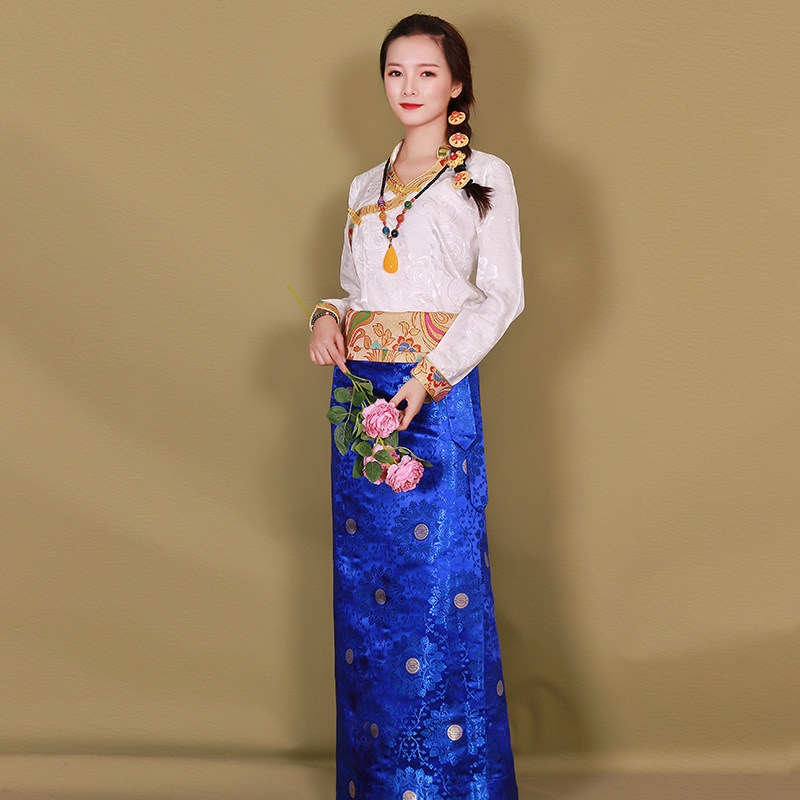 新款半身裙金边臧裙西藏服女款藏袍藏装藏服女不丹长裙博拉民族风|ruв категории Женская одежда, костюм/национальная одежда/театр костюм, национальная одежда/этап погрузки - от Buy2taobao.com для оказания профессиональной услуги покупки агента Taobao