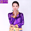 new pattern Phnom Penh shirt Tibetan clothing Brocade shirt Long sleeve Tibetan clothing Ethnic style frog Tang costume Base coat