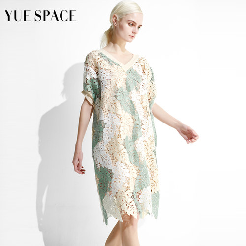 yuespace镂空印花蕾丝衫短袖时尚