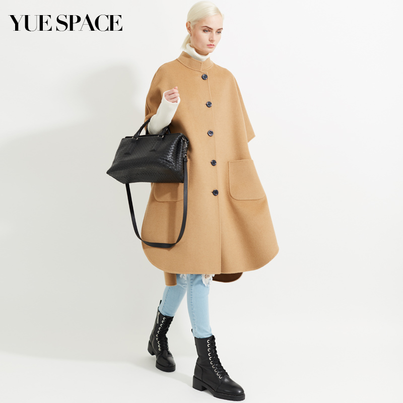 悦空间两面穿单排扣无袖毛呢外套