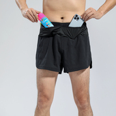 马拉松田径比赛健身裤 男速干透气跑步训练裤 假两件运动短裤 新款