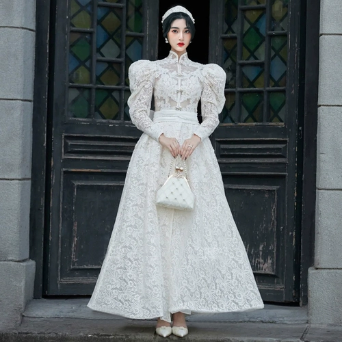 Ретро кружевное свадебное платье для влюбленных, французский стиль