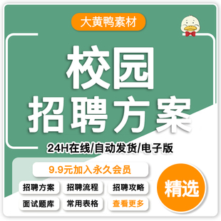 校园招聘策划方案HR校招常用表格及攻略企业校园招聘题库宣讲PPT