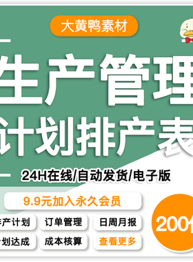 pmc生产计划自动排产表订单管理成本分析表车间生产管理进度图表