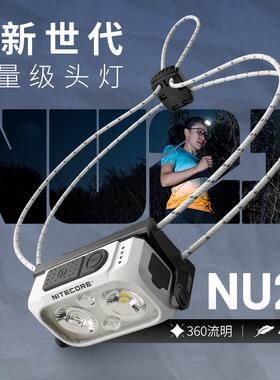 奈特科尔NU21轻量化越野跑徒步头灯充电户外露营跑步无重感探照灯